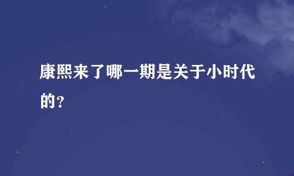 康熙来了哪一期是关于小时代的？