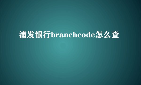 浦发银行branchcode怎么查