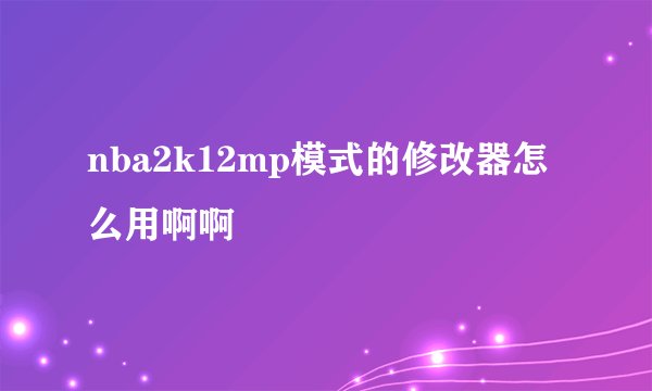 nba2k12mp模式的修改器怎么用啊啊