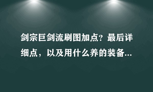 剑宗巨剑流刷图加点?最后详细点,以及用什么养的装备。。。。。。。