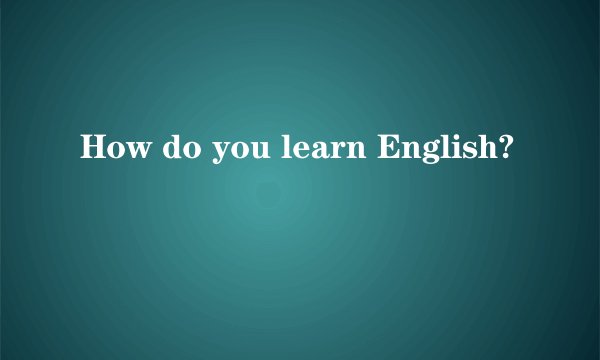 How do you learn English?
