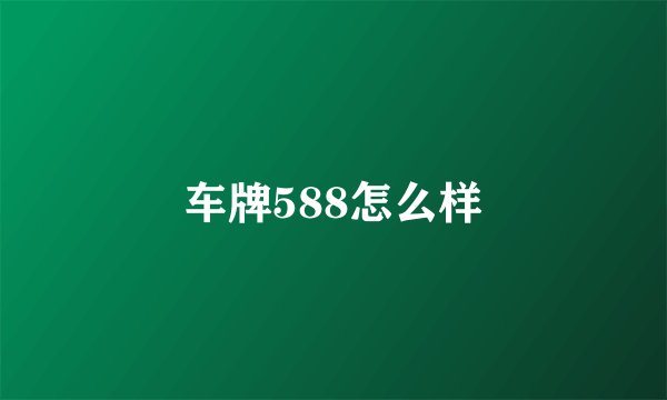 车牌588怎么样