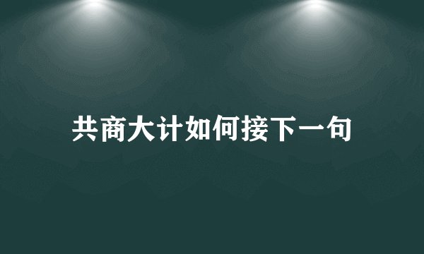 共商大计如何接下一句