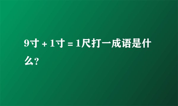 9寸＋1寸＝1尺打一成语是什么？