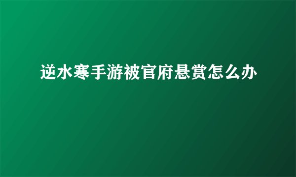 逆水寒手游被官府悬赏怎么办