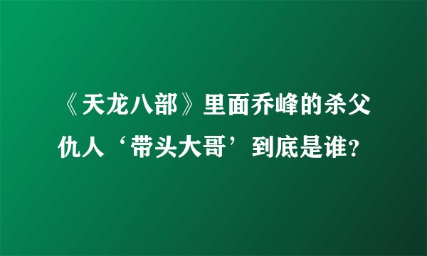 《天龙八部》里面乔峰的杀父仇人‘带头大哥’到底是谁？