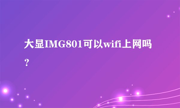 大显IMG801可以wifi上网吗？