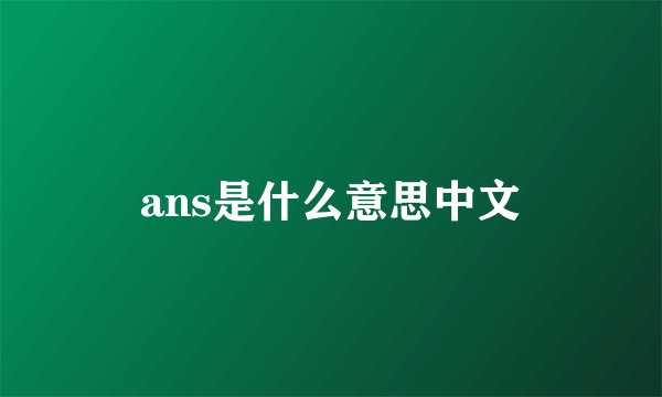 ans是什么意思中文