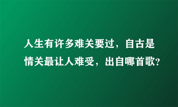 人生有许多难关要过，自古是情关最让人难受，出自哪首歌？