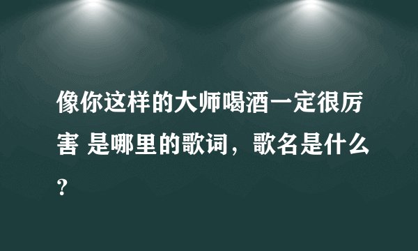 像你这样的大师喝酒一定很厉害 是哪里的歌词，歌名是什么？