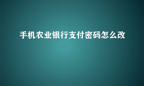 手机农业银行支付密码怎么改