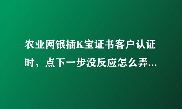农业网银插K宝证书客户认证时，点下一步没反应怎么弄啊？(在检测证书前面方框里有很多个数字)