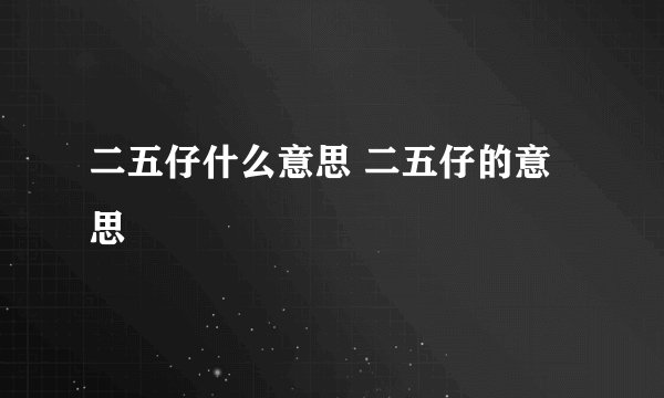 二五仔什么意思 二五仔的意思
