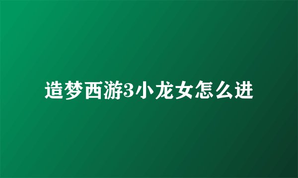 造梦西游3小龙女怎么进