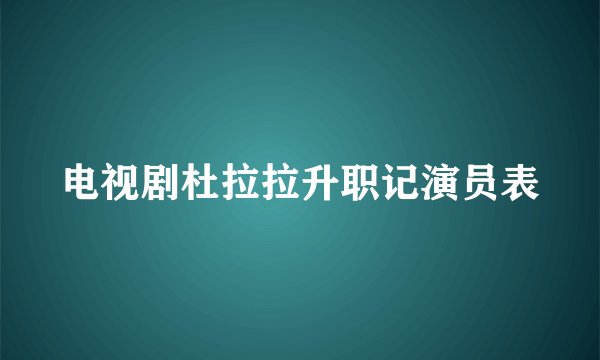 电视剧杜拉拉升职记演员表