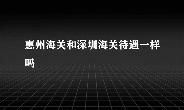惠州海关和深圳海关待遇一样吗