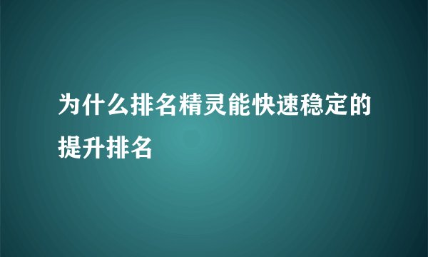 为什么排名精灵能快速稳定的提升排名