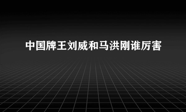中国牌王刘威和马洪刚谁厉害