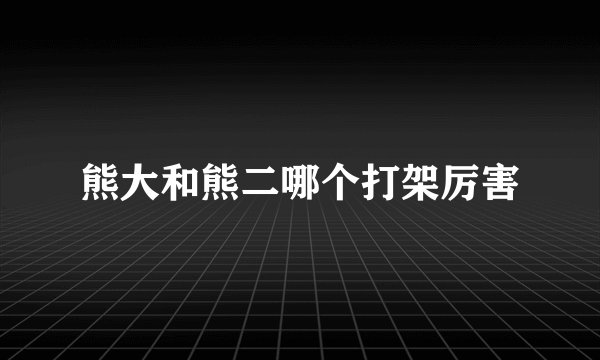 熊大和熊二哪个打架厉害