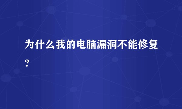 为什么我的电脑漏洞不能修复？