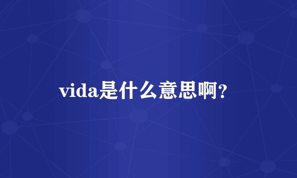 vida是什么意思啊？