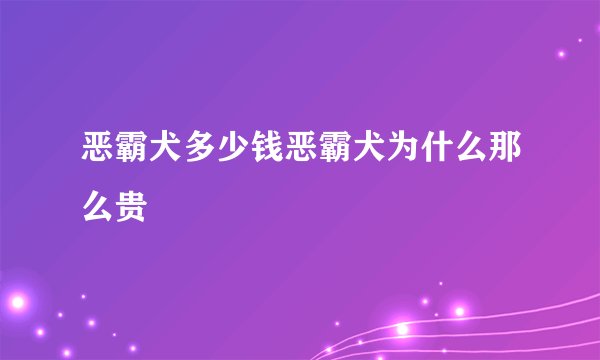 恶霸犬多少钱恶霸犬为什么那么贵