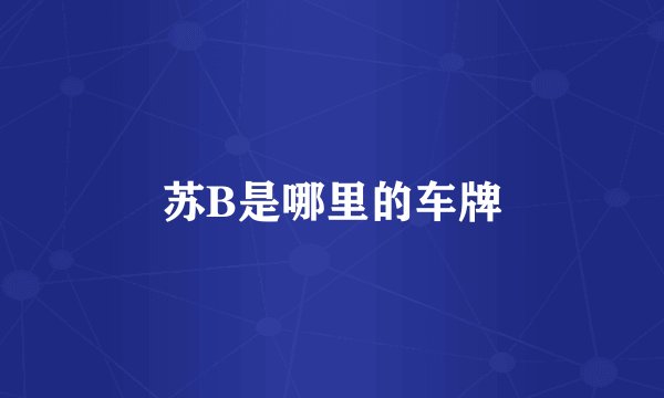 苏B是哪里的车牌