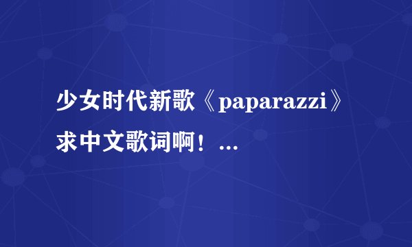 少女时代新歌《paparazzi》 求中文歌词啊！！！ 邮箱：1522594826@qq.com