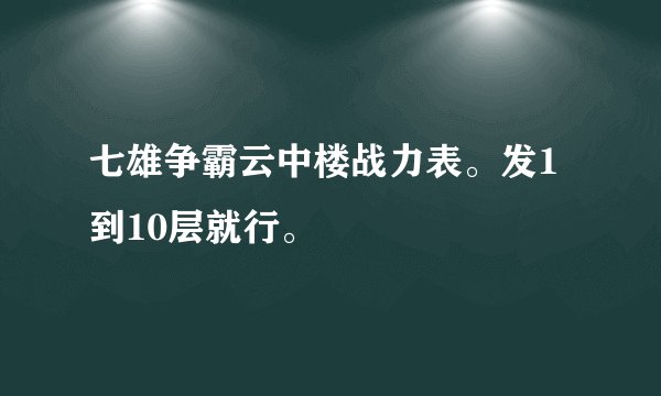 七雄争霸云中楼战力表。发1到10层就行。