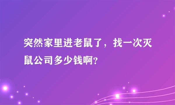 突然家里进老鼠了，找一次灭鼠公司多少钱啊？
