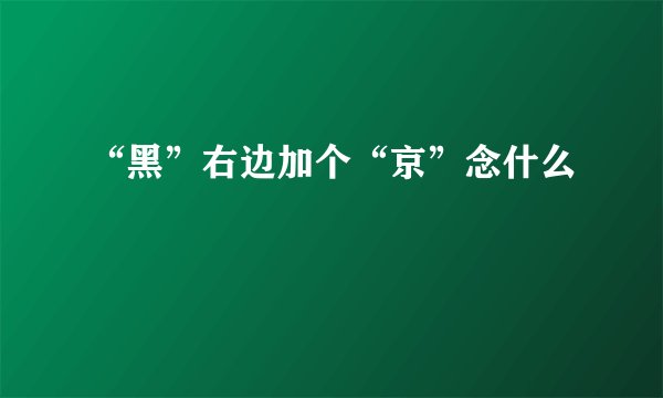 “黑”右边加个“京”念什么