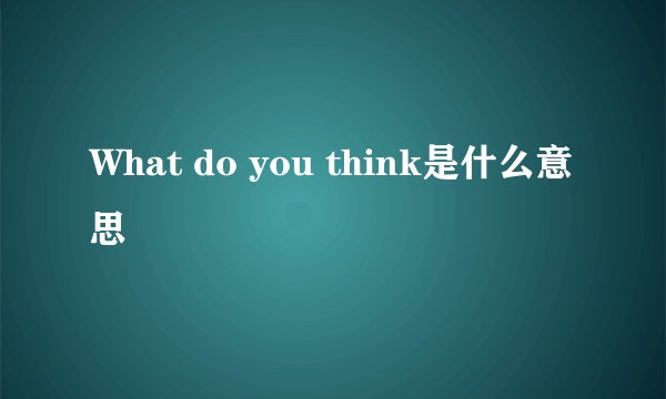 What do you think是什么意思