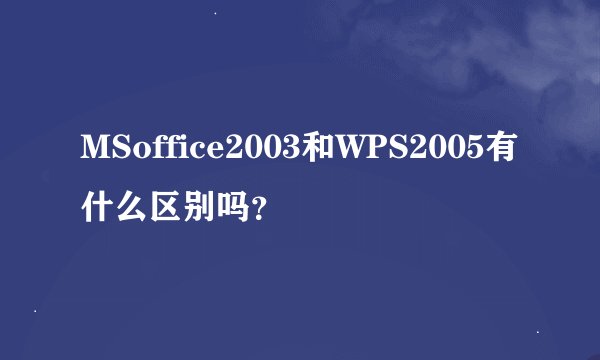 MSoffice2003和WPS2005有什么区别吗？