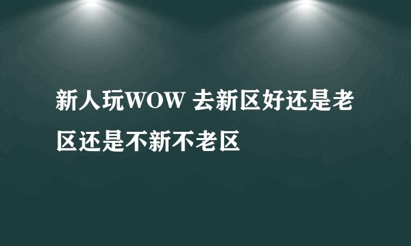 新人玩WOW 去新区好还是老区还是不新不老区