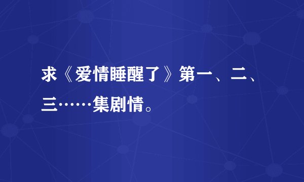 求《爱情睡醒了》第一、二、三……集剧情。