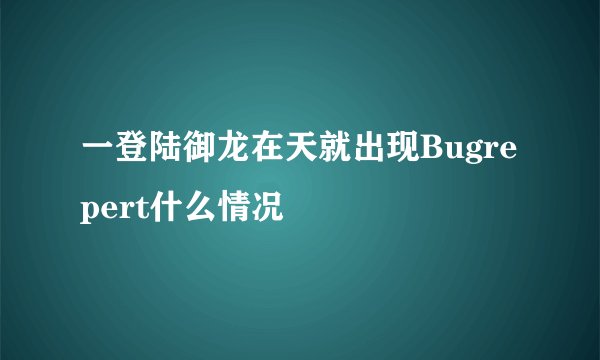 一登陆御龙在天就出现Bugrepert什么情况
