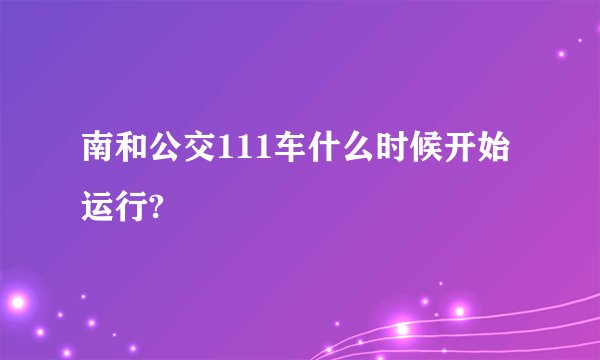 南和公交111车什么时候开始运行?
