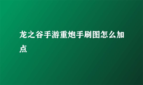 龙之谷手游重炮手刷图怎么加点
