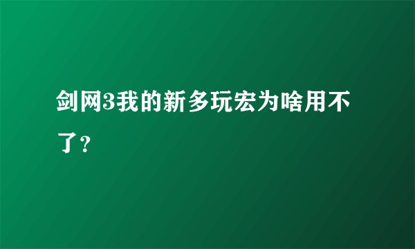 剑网3我的新多玩宏为啥用不了？