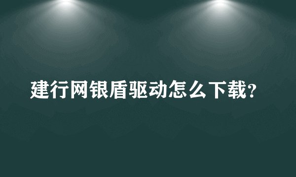 建行网银盾驱动怎么下载？