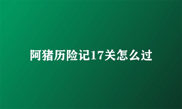 阿猪历险记17关怎么过