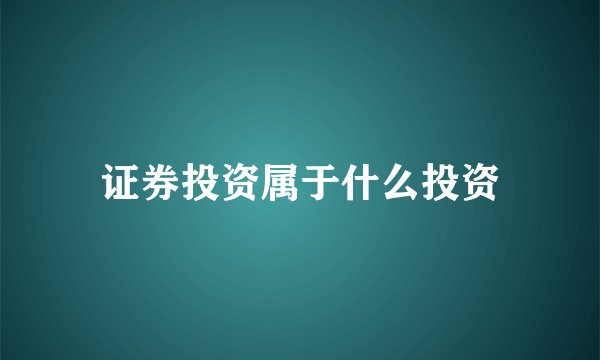 证券投资属于什么投资