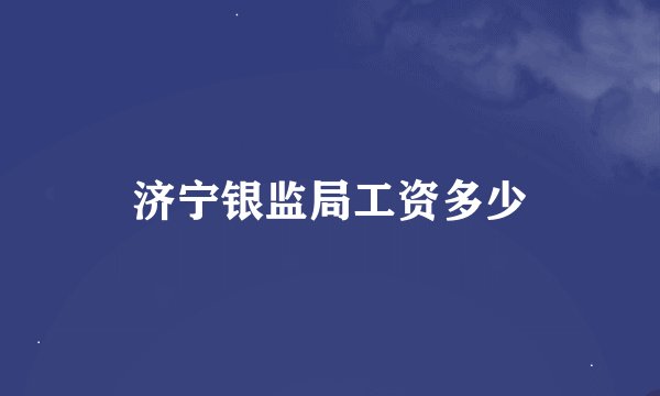 济宁银监局工资多少