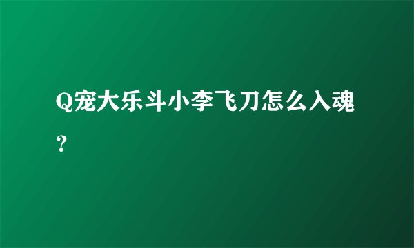 Q宠大乐斗小李飞刀怎么入魂？