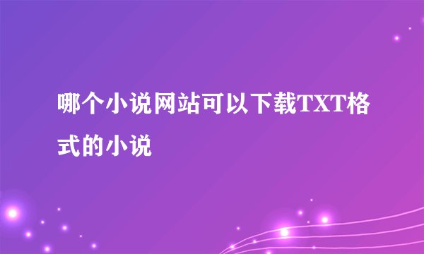哪个小说网站可以下载TXT格式的小说