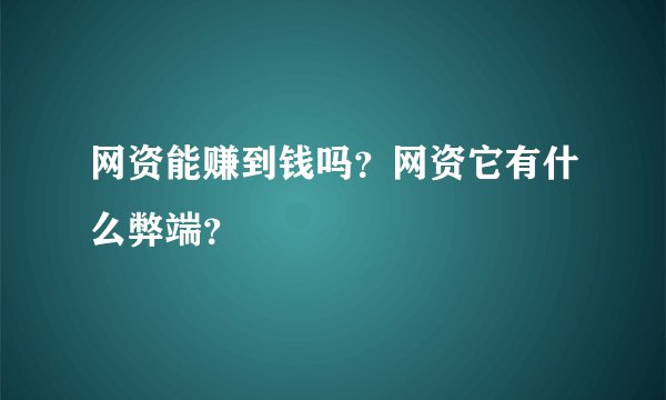 网资能赚到钱吗？网资它有什么弊端？