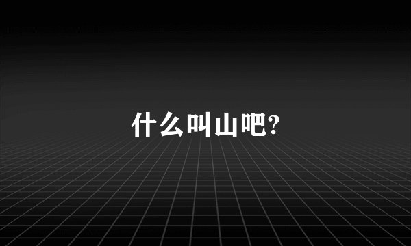 什么叫山吧?