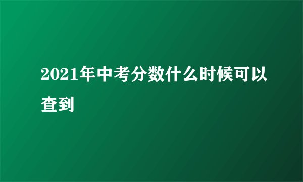 2021年中考分数什么时候可以查到