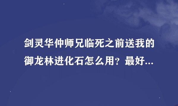 剑灵华仲师兄临死之前送我的御龙林进化石怎么用？最好能把图附上教我怎么操作……