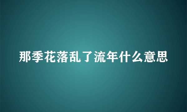 那季花落乱了流年什么意思